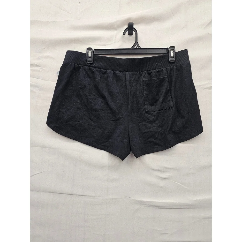 Jockey Womens Lounge Shorts Black Cotton Blend Relaxed Size XL